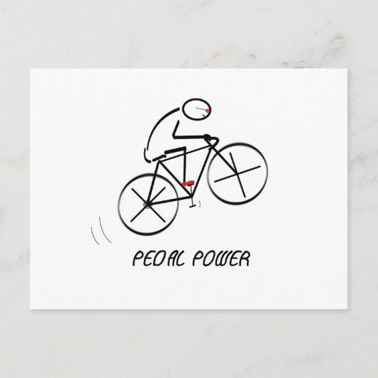Fun Bicyclist Design with "Pedal Power" text Briefkaart (Voorkant)