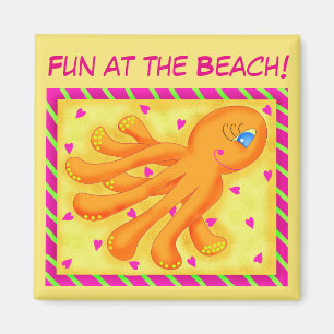 Fun bij Beach Whimsy Octopus Yellow Oranje Magneet