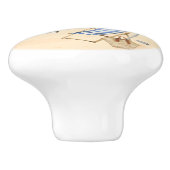 Fun bij de Beach Blue Aqua Waterverf Scene Keramische Knop (Zijkant)