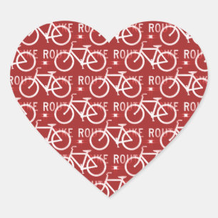 Fun Bike Route Fixie Bicycle Patroonrood Hart Sticker