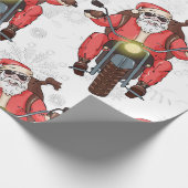 Fun Biker Santa Snowflake Cadeaupapier (Hoek)