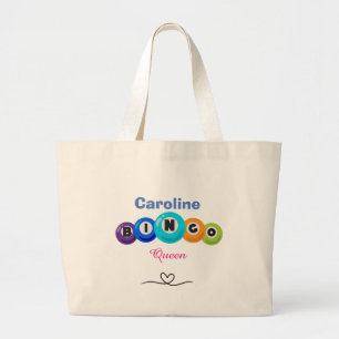 Fun Bingo Queen Bewerkbare naam Grote Tote Bag