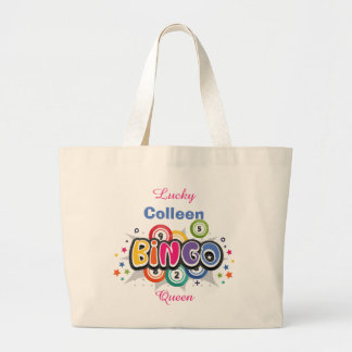 Fun Bingo Queen Bewerkbare naam Grote Tote Bag