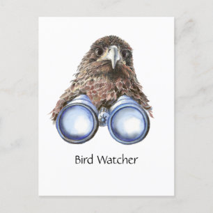 Fun Bird Watting Quote Pun Hawk Binocles Briefkaart