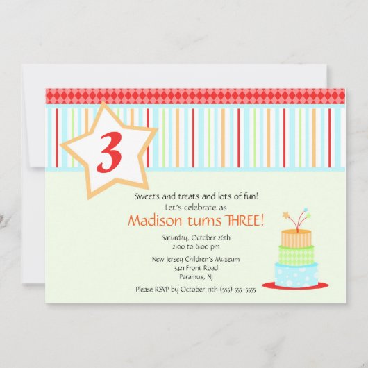 Fun Birthday Cake Birthday Uitnodiging (Voorkant)