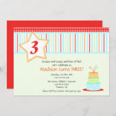 Fun Birthday Cake Birthday Uitnodiging (Voorkant / Achterkant)