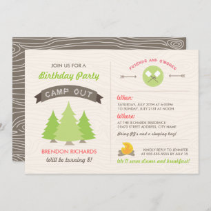 Fun Birthday Camp Out Uitnodiging