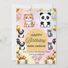 Fun Birthday Party Invitation | Colorful Modern  Kaart
