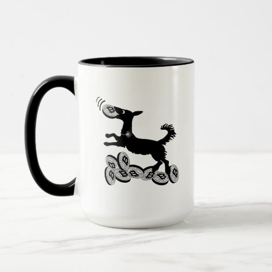 *Fun Bitcoin Frisbee Catching Chien Mug (Gauche)