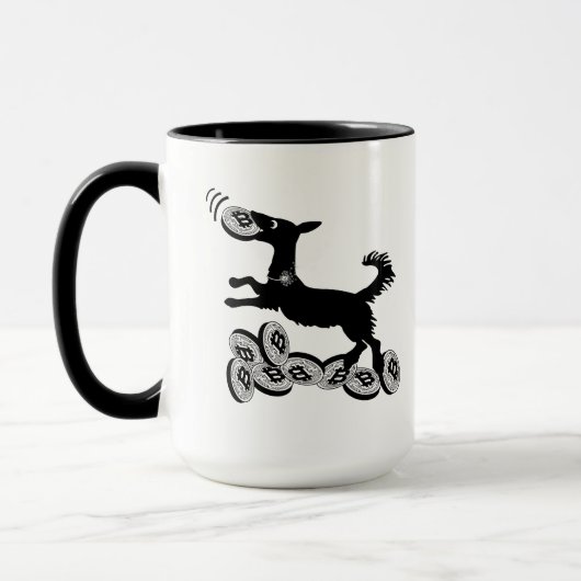 Fun Bitcoin Frisbee Catching Chien Mug (Gauche)