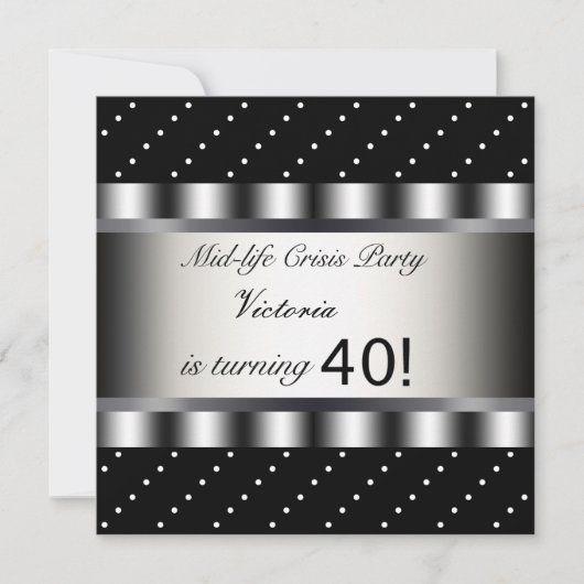 Fun Black 40th Birthday Party Invitation (Devant)