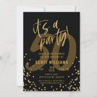 Fun Black and Gold 50th Birthday Party Invitation