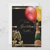 Fun Black and Gold Party Fête Invitation (Devant)
