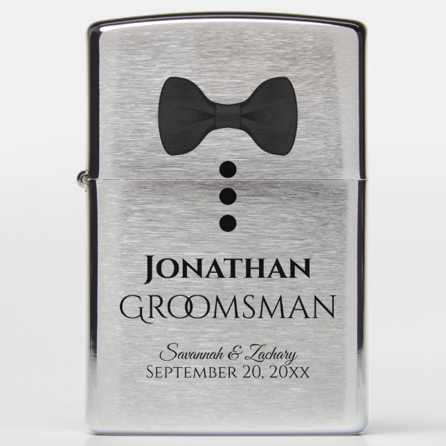 Fun Black Bow Stropdas Tuxedo Groomsman Weddenscha (Voorkant)