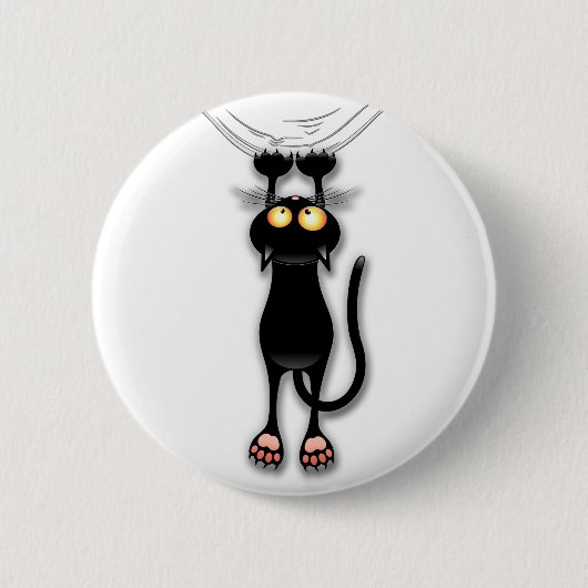 Fun Black Cat Falling Down Standard Button (Voorkant)