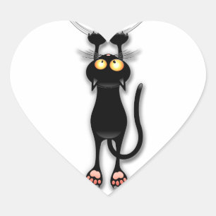 Fun Black Cat Falling Down Stickers