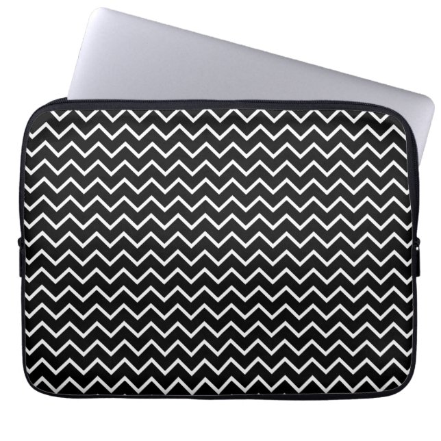 Fun Black Chevron Zig Zag-laptophoes Laptop Sleeve (Voorkant)