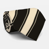 Fun Black Cream stripe stropdas (Opgerold)