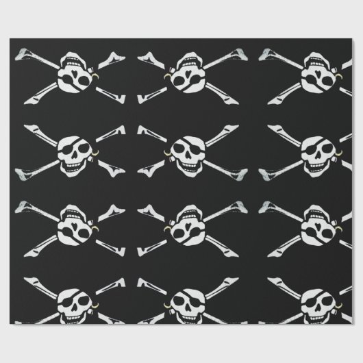 Fun Black en White Jolly Roger Cadeaupapier (Vlak)