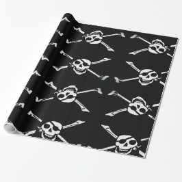 Fun Black en White Jolly Roger Cadeaupapier