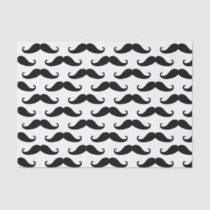 Fun Black en White Retro Handlebar Mustache Tissuepapier