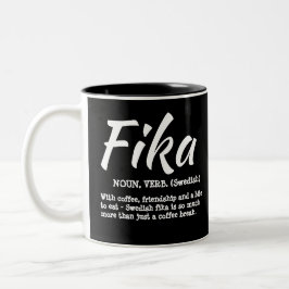 Fun Black en White Swedish Fika Definition Tweekleurige Koffiemok