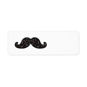 FUN BLACK GLITTER MUSTACHE ETIKET