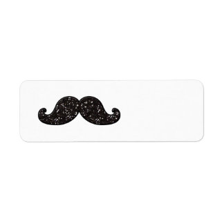 FUN BLACK GLITTER MUSTACHE ETIKET