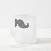 FUN BLACK GLITTER MUSTACHE MATGLAS KOFFIEMOK (Voorkant links)