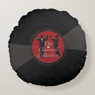 Fun black klassieke muziek vinyl record, rond kussen