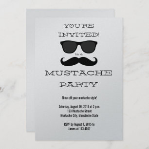 Fun Black Mustache en Sunbril Party Invitation Kaart