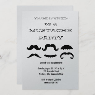 Fun Black Mustache Party Invitation Kaart