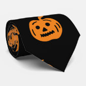 Fun Black Oranje Pumpkin Halloween Mannen Stropdas (Opgerold)