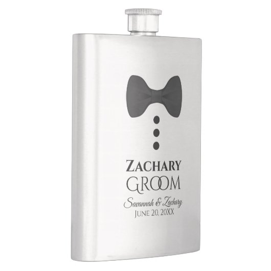 Fun Black Stropdas Tuxedo Groom Silver Flask Flacon (Rechts)