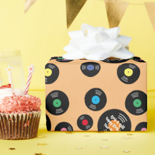 Fun black vinyl platen rock & roll Verjaardag Cadeaupapier