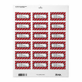 Fun Blauwgroen Turquoise Red Diagonal Stripes Gift Etiket (Full Sheet)