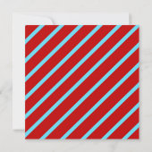 Fun Blauwgroen Turquoise Red Diagonal Stripes Gift Kaart (Achterkant)