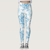 Fun bleu blanc flocon de neige leggings motifs (Devant)