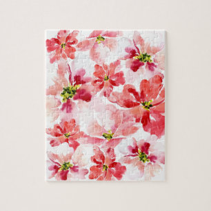 Fun-bloem voor rode en roze waterverf legpuzzel