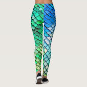 Fun Blue Abstracte geometrische zeemeermin schalen Leggings (Achterkant)