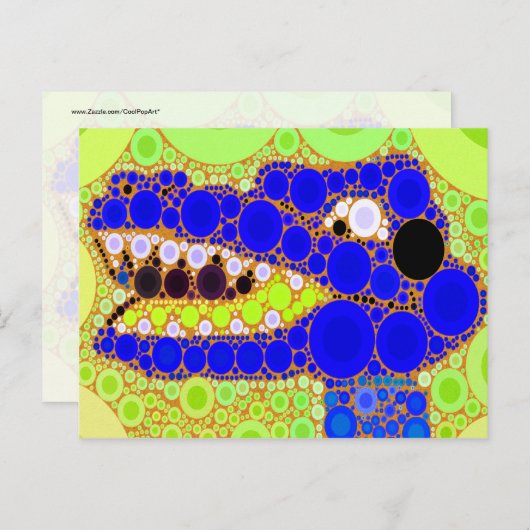 Fun Blue Alligator Crocodile Retro Circles Mosaic Briefkaart (Voorkant / Achterkant)