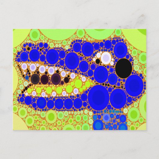 Fun Blue Alligator Crocodile Retro Circles Mosaic Briefkaart (Voorkant)