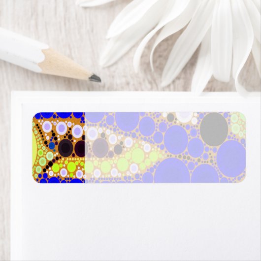 Fun Blue Alligator Crocodile Retro Circles Mosaic Etiket (Insitu)