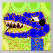 Fun Blue Alligator Crocodile Retro Circles Mosaic Poster (Voorkant)