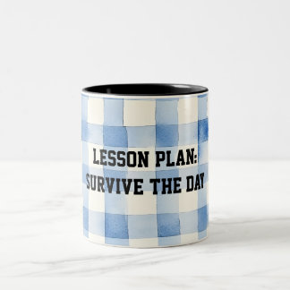 Fun Blue and White Sarcastic quote for teachers Tweekleurige Koffiemok