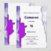 Fun Blue Dance Party 16e anniversaire Invitation (Devant / Derrière)