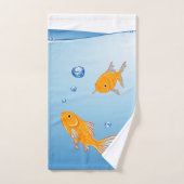 Fun Blue en Oranje Goldfish Monogram Name Bad Handdoek (Handdoek)