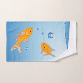 Fun Blue en Oranje Goldfish Monogram Name Bad Handdoek (Handdoek)