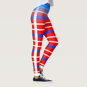 Fun Blue en White Horizontal Stripe on Your Color Leggings