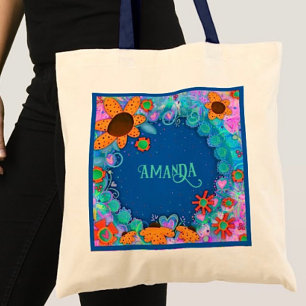 Fun Blue Floral Inspirivity Sac fourre-tout person